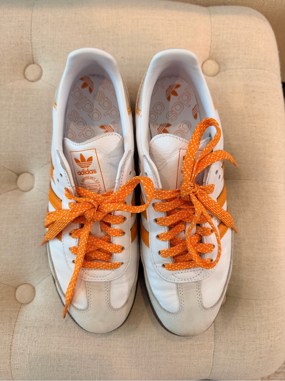 Adidas Women's White & Orange Low-Top Sneakers Size 10 like new!